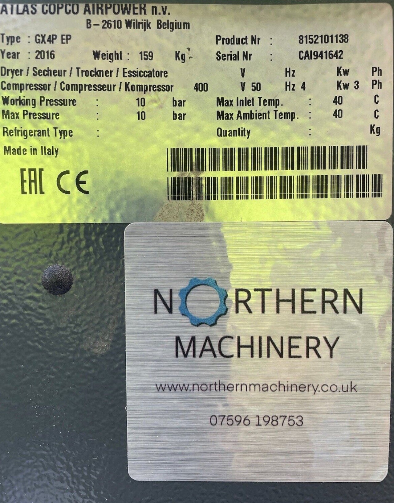 ATLAS COPCO GX4 Rotary Screw Compressor - 200 Litre