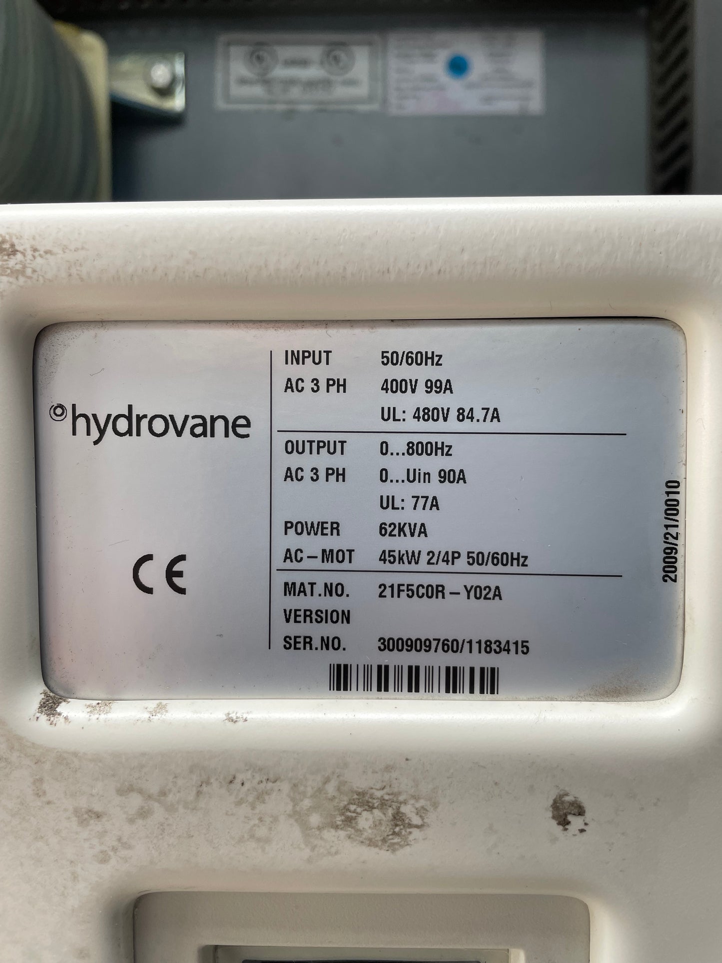 Hydrovane HV45RS 45KW 267cfm Air Compressor-SERVICE HISTORY- Grit Blasting
