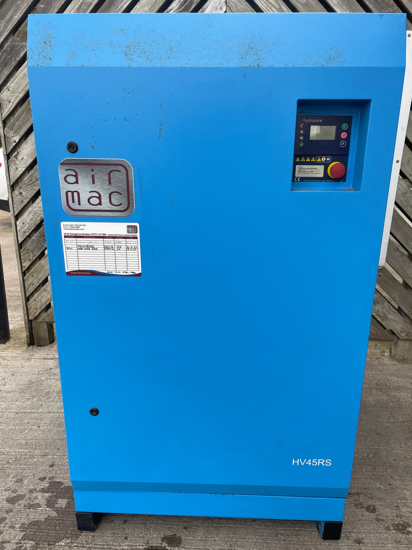 Hydrovane HV45RS 45KW 267cfm Air Compressor-SERVICE HISTORY- Grit Blasting