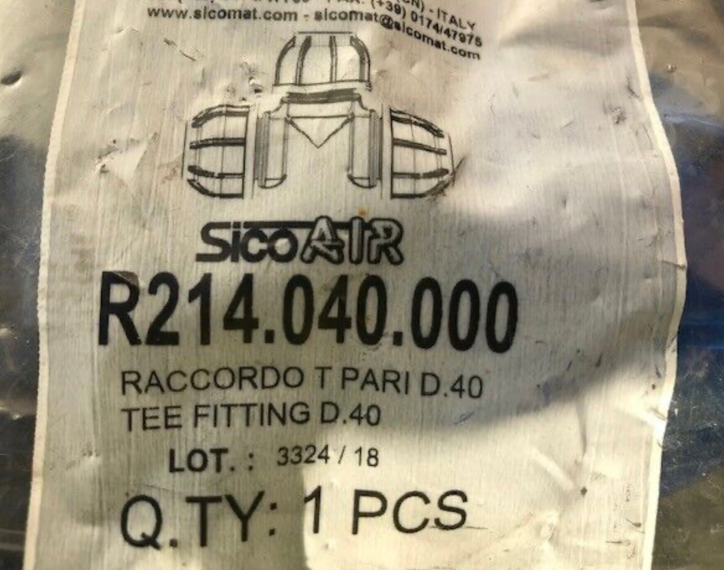 SicoAir T Piece PIPE SIZE: 40mm