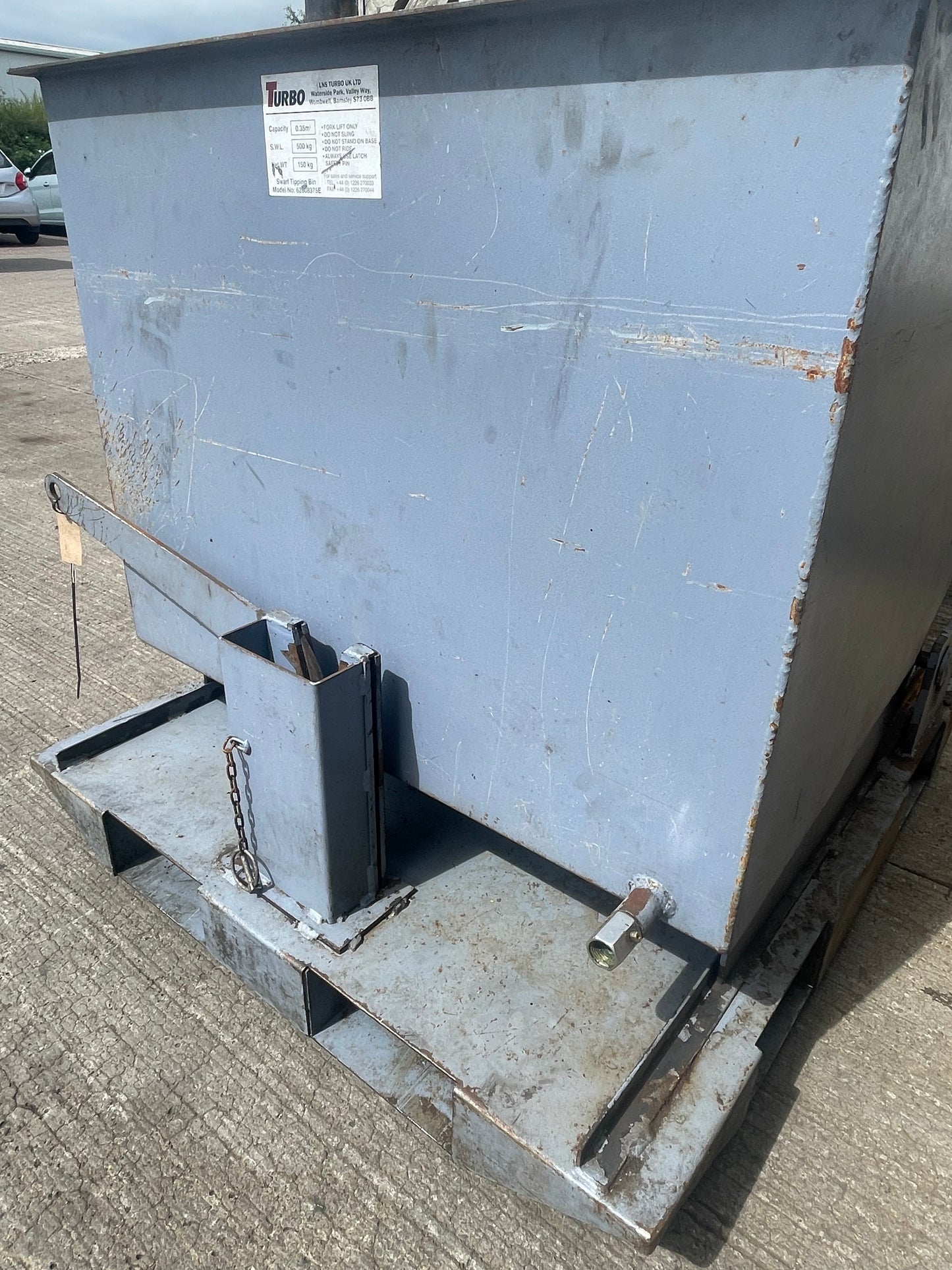 1 X Turbo Swarf Tipping Bin, Forklift Tipping Skip 500 Kg On Wheels ( Lot 1 )